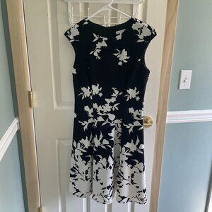 London Times Women's Floral-Print Scuba-Crepe Fit & Flare Dress - Size 6